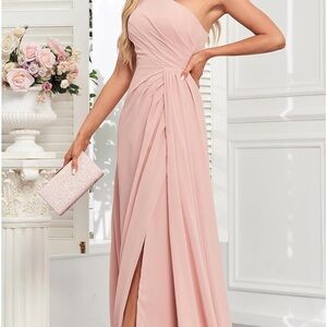Elegant Pink One-Shoulder Dress